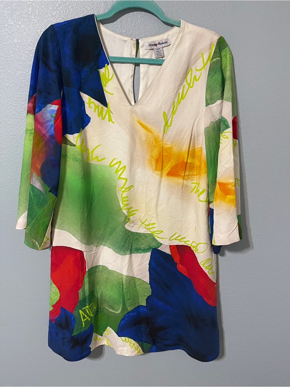 Tommy Bahama "Artist Series" Penney Blooms Silk Dress Coconut Cream Size S/P